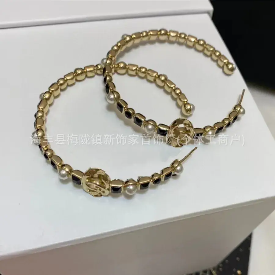 Double C Earrings Pearl Bow High End 925 Gold - Image 117