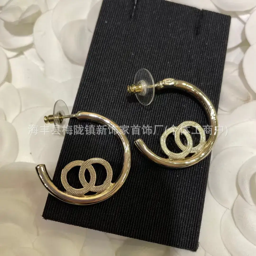 Double C Earrings Pearl Bow High End 925 Gold - Image 118