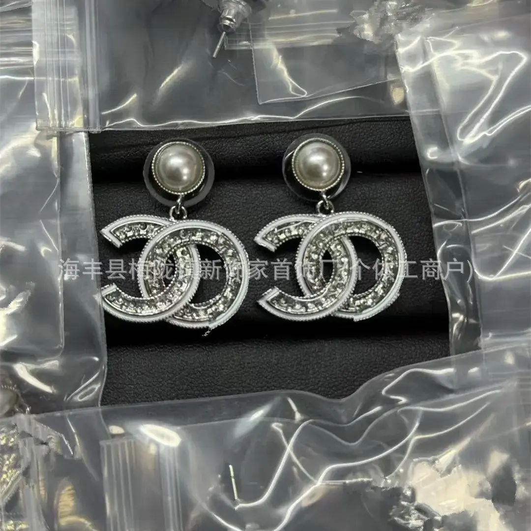 Double C Earrings Pearl Bow High End 925 Gold - Image 127