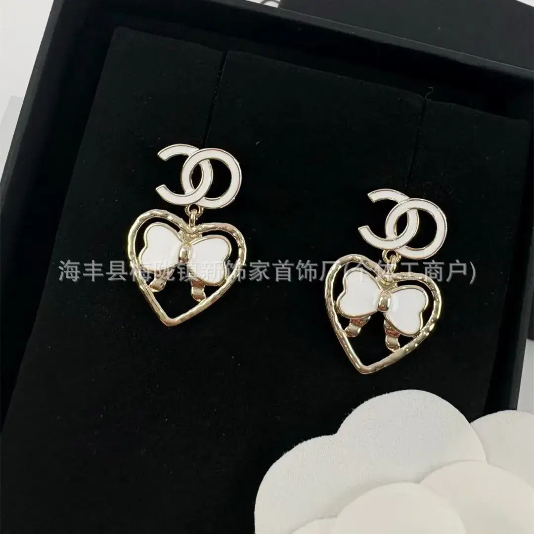 Double C Earrings Pearl Bow High End 925 Gold - Image 129