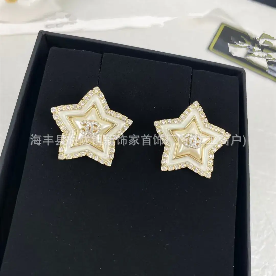 Double C Earrings Pearl Bow High End 925 Gold - Image 18