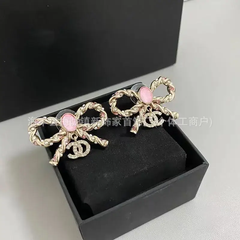 Double C Earrings Pearl Bow High End 925 Gold - Image 36