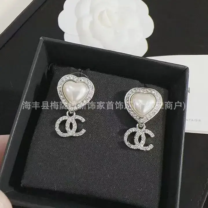 Double C Earrings Pearl Bow High End 925 Gold - Image 41