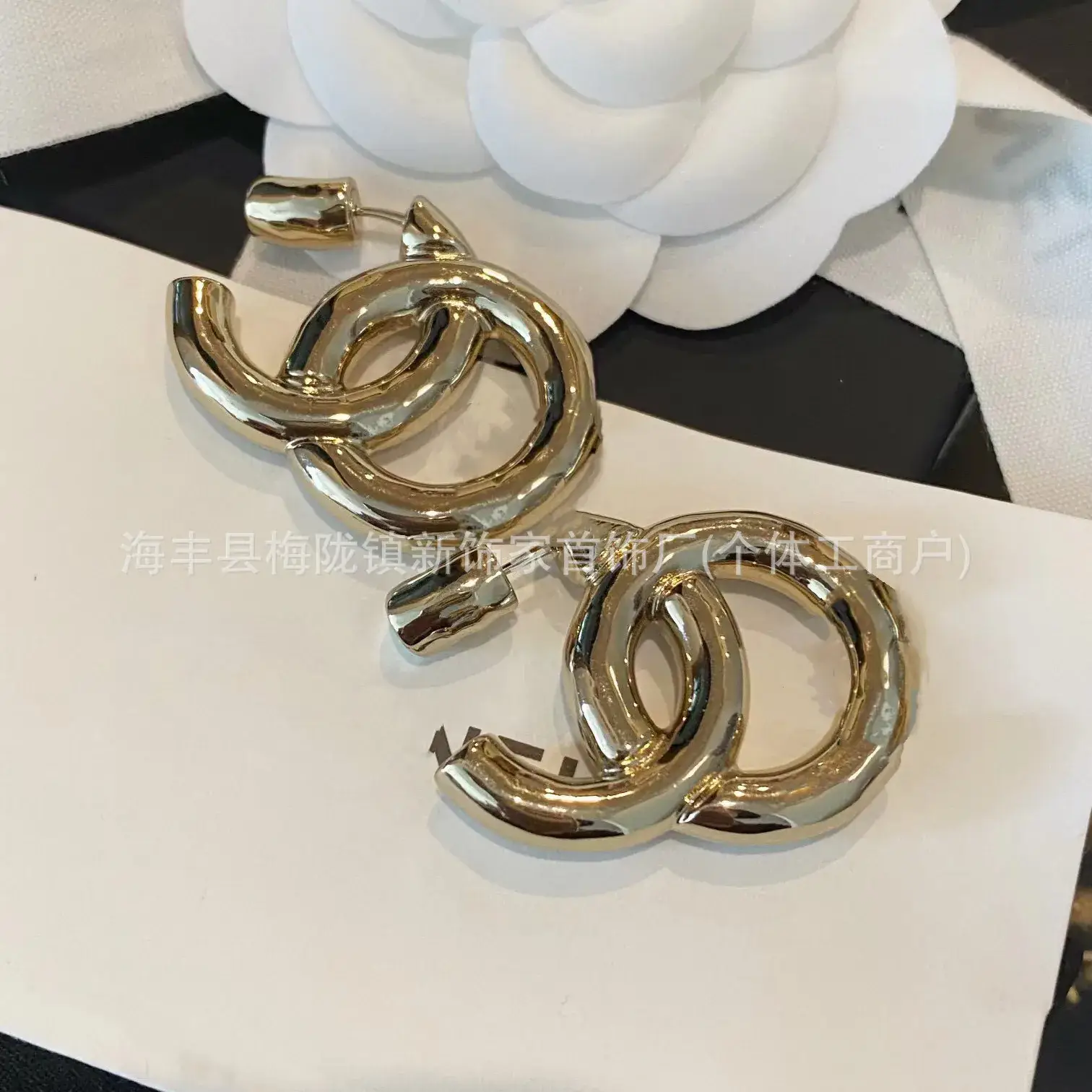 Double C Earrings Pearl Bow High End 925 Gold - Image 52