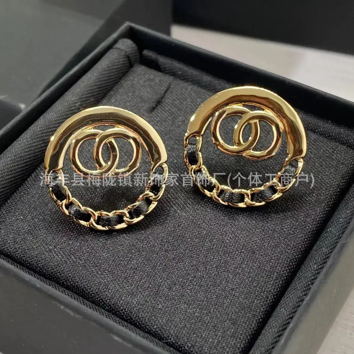 Double C Earrings Pearl Bow High End 925 Gold - Image 61
