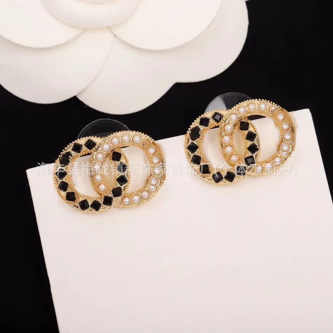 Double C Earrings Pearl Bow High End 925 Gold - Image 79