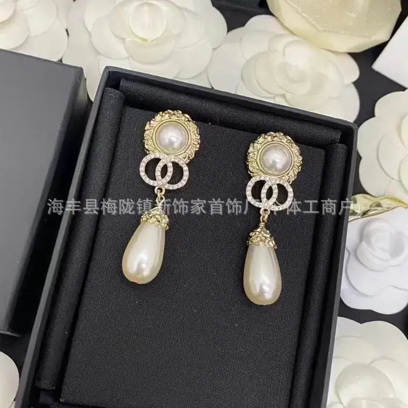 Double C Earrings Pearl Bow High End 925 Gold - Image 85