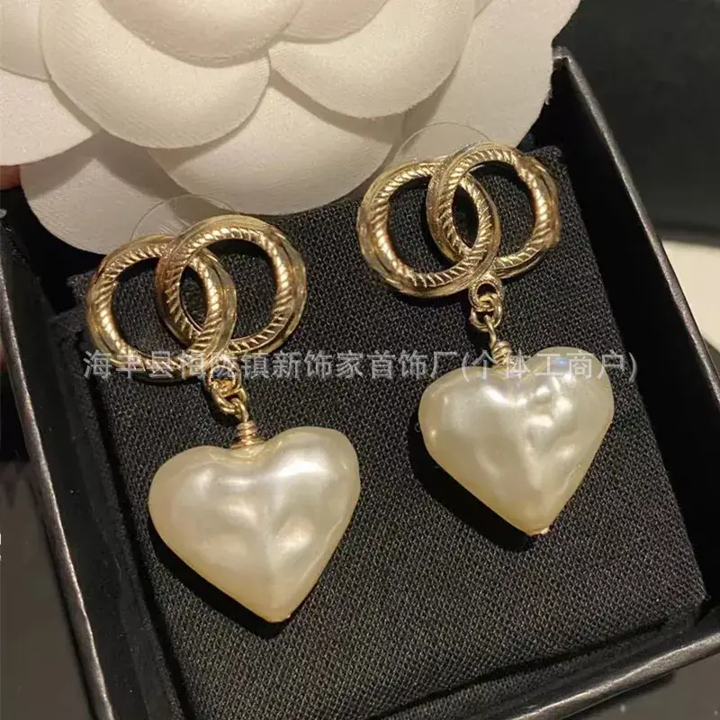 Double C Earrings Pearl Bow High End 925 Gold - Image 86