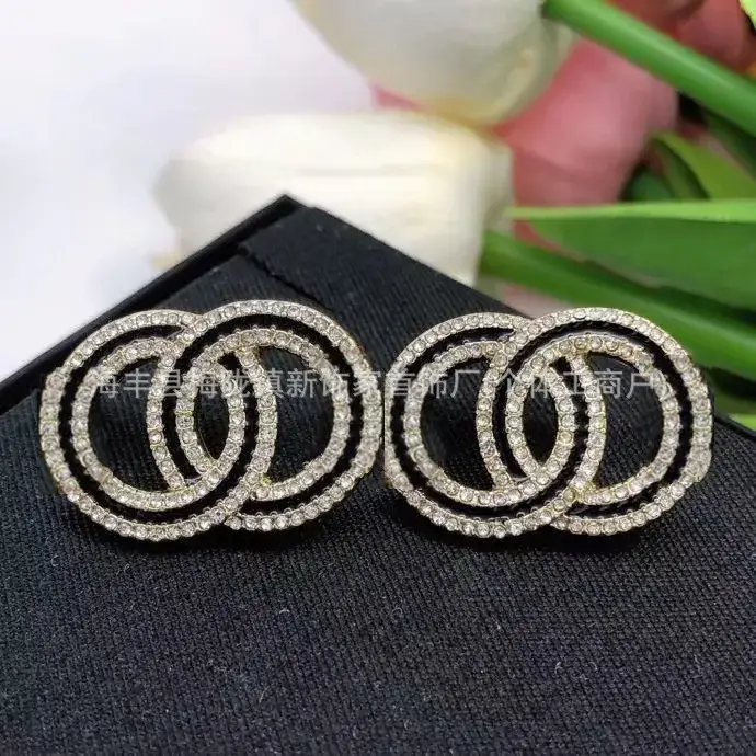 Double C Earrings Pearl Bow High End 925 Gold - Image 90