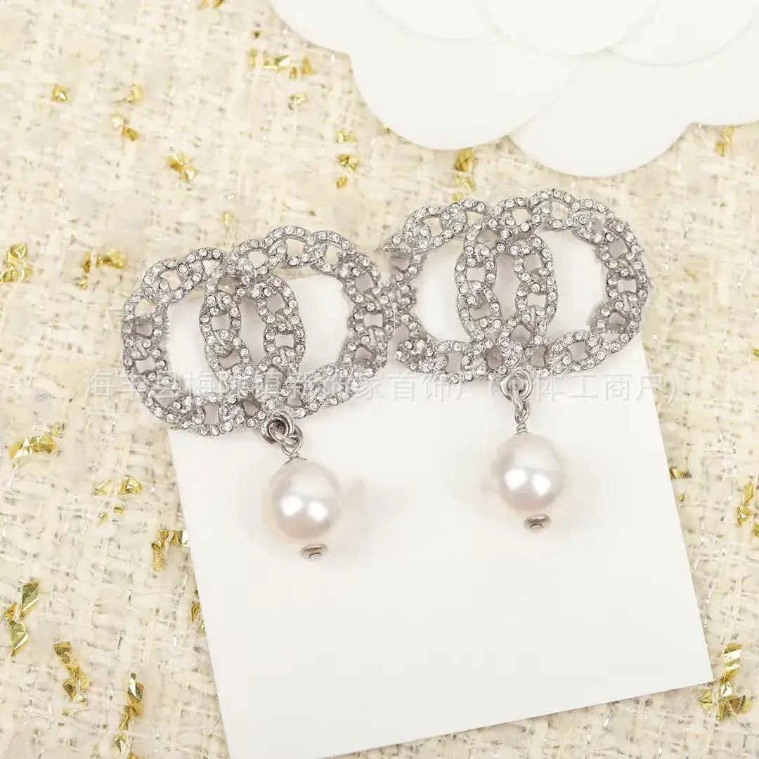 Double C Earrings Pearl Bow High End 925 Gold - Image 92