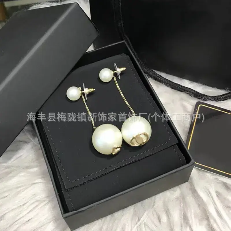 Double C Earrings Pearl Bow High End 925 Gold - Image 99