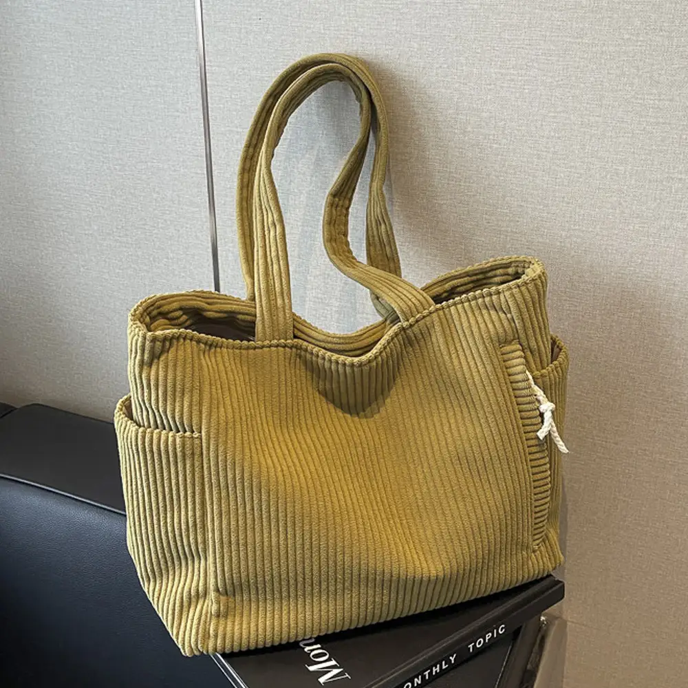 Green Corduroy Tote Bag for Women Cross Border Trade Student Commuter