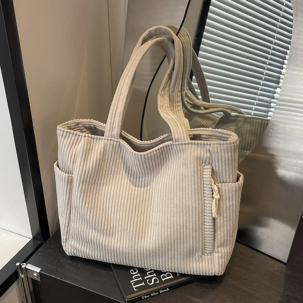 Green Corduroy Tote Bag for Women Cross Border Trade Student Commuter