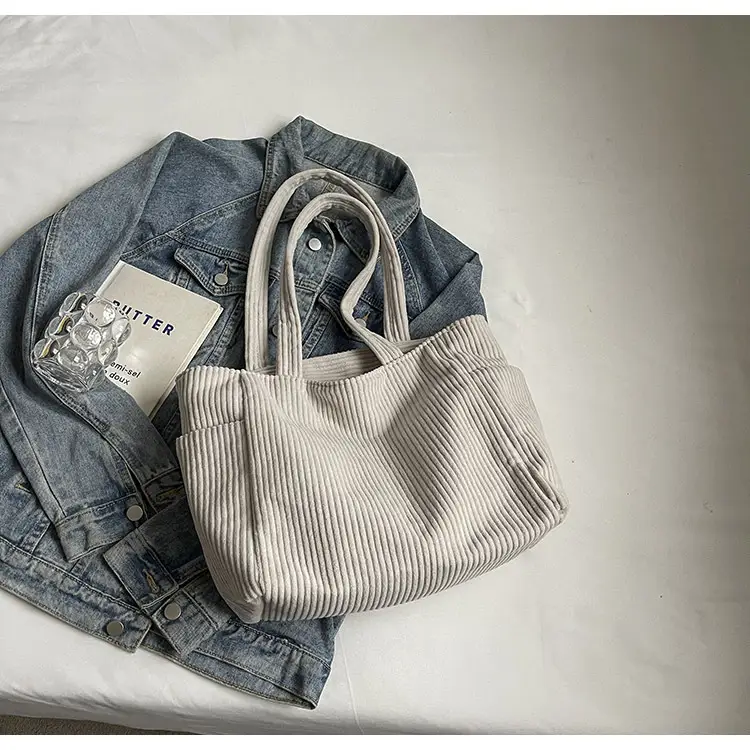 Green Corduroy Tote Bag for Women Cross Border Trade Student Commuter — feature 11