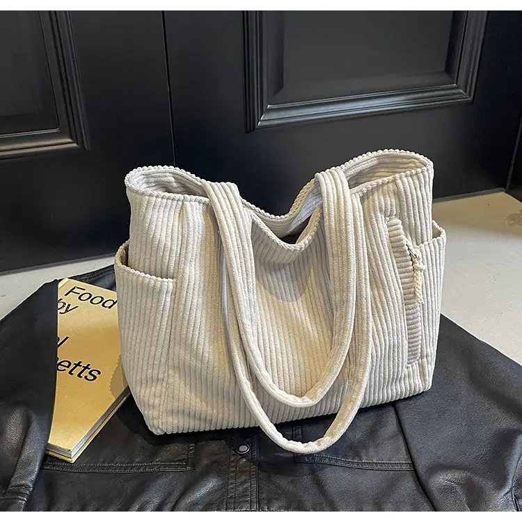 Green Corduroy Tote Bag for Women Cross Border Trade Student Commuter — feature 17