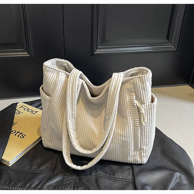 Green Corduroy Tote Bag for Women Cross Border Trade Student Commuter — feature 18