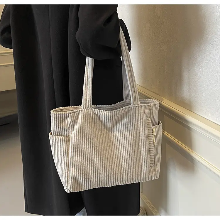 Green Corduroy Tote Bag for Women Cross Border Trade Student Commuter — feature 21
