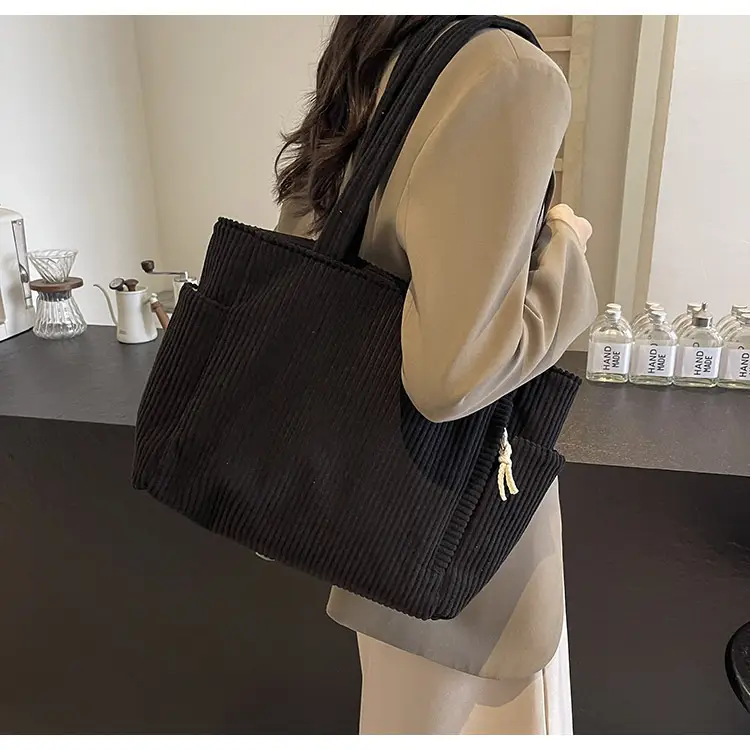 Green Corduroy Tote Bag for Women Cross Border Trade Student Commuter — feature 23