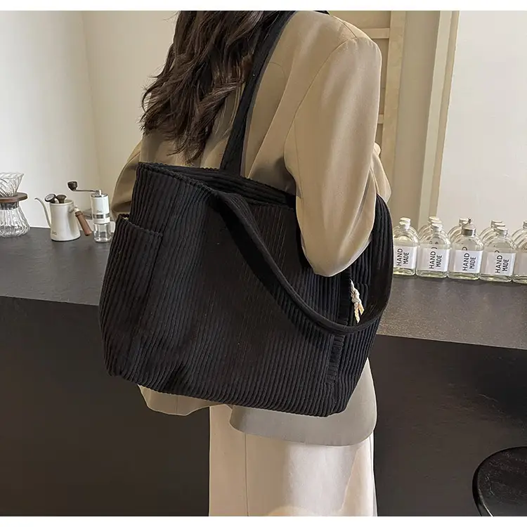 Green Corduroy Tote Bag for Women Cross Border Trade Student Commuter — feature 24