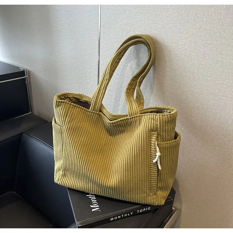 Green Corduroy Tote Bag for Women Cross Border Trade Student Commuter — feature 27