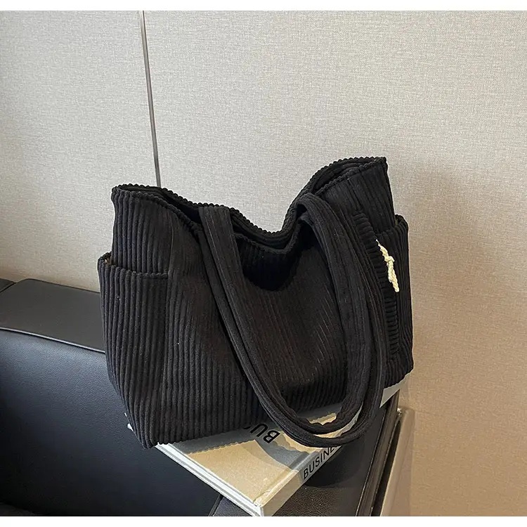Green Corduroy Tote Bag for Women Cross Border Trade Student Commuter — feature 30