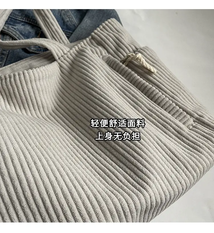 Green Corduroy Tote Bag for Women Cross Border Trade Student Commuter — feature 5