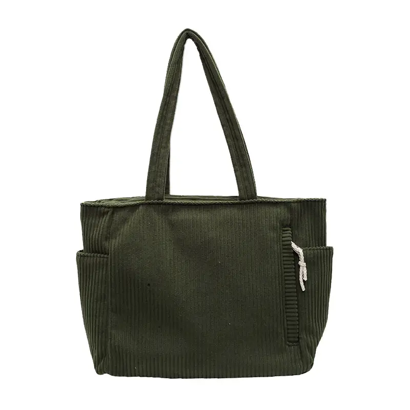 Green Corduroy Tote Bag for Women Cross Border Trade Student Commuter