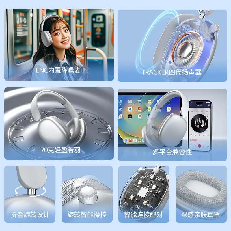 Wireless Bluetooth Headset Silver Long Lasting Noise Reduction - Image 11