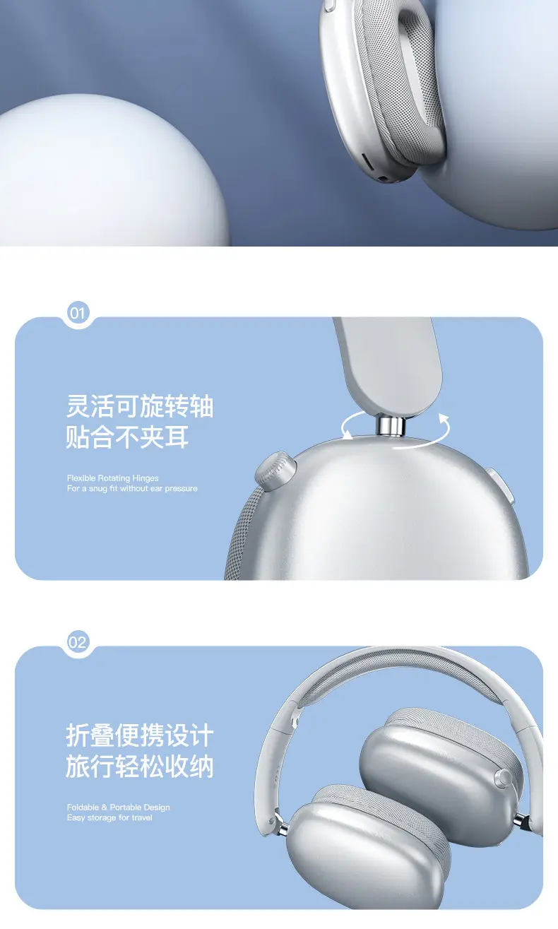 Wireless Bluetooth Headset Silver Long Lasting Noise Reduction — feature 11
