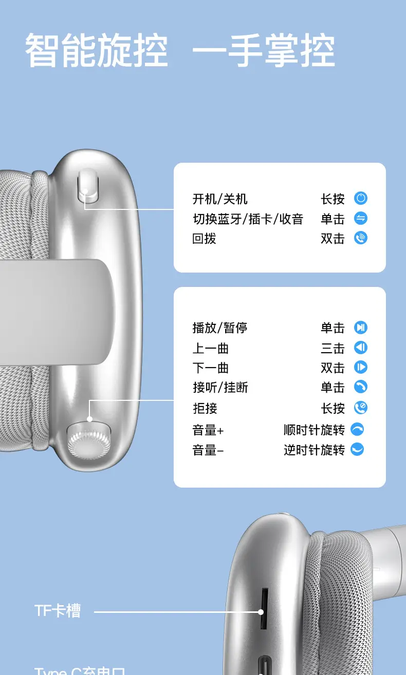 Wireless Bluetooth Headset Silver Long Lasting Noise Reduction — feature 20