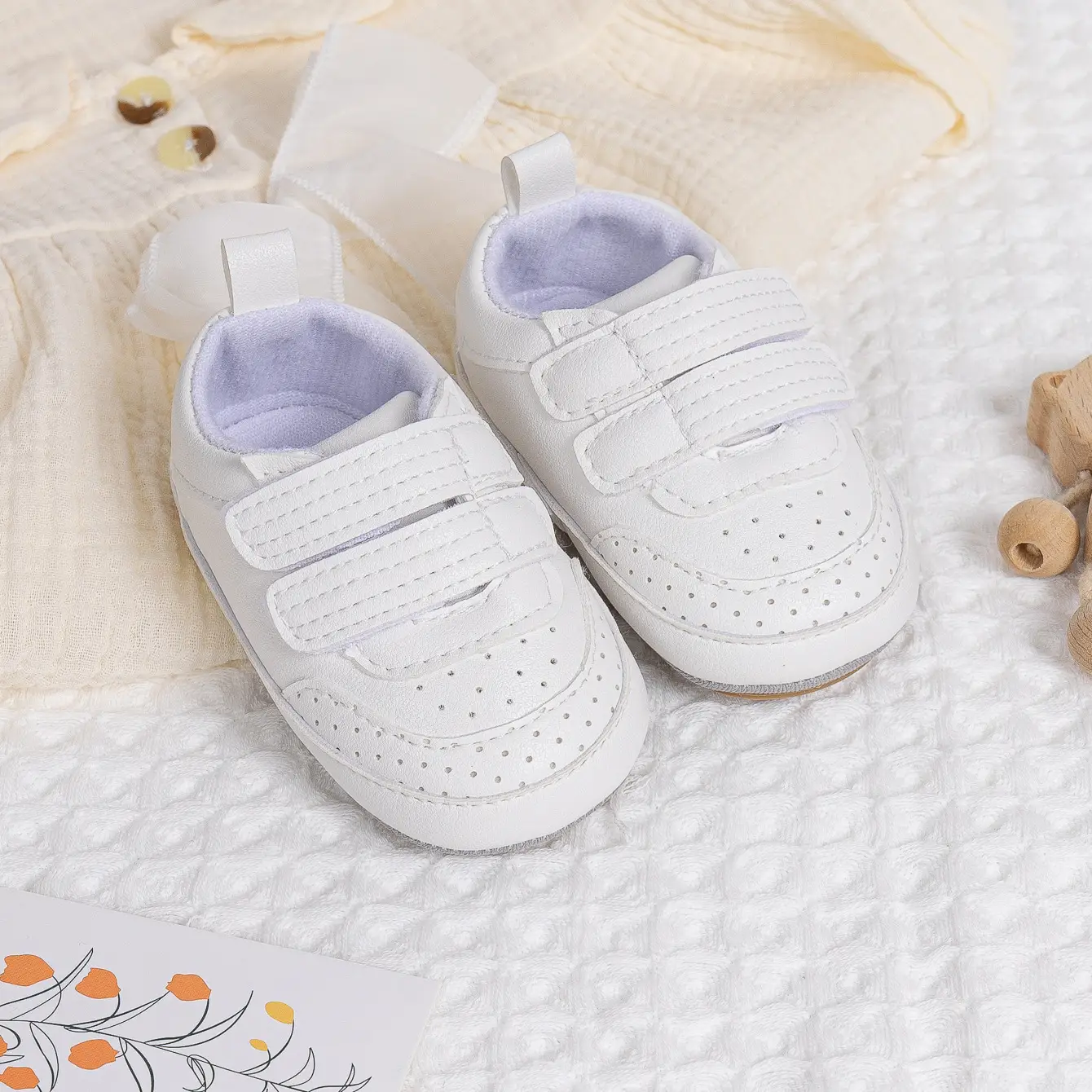 White Velcro Baby Shoes for 0-1 Year Old