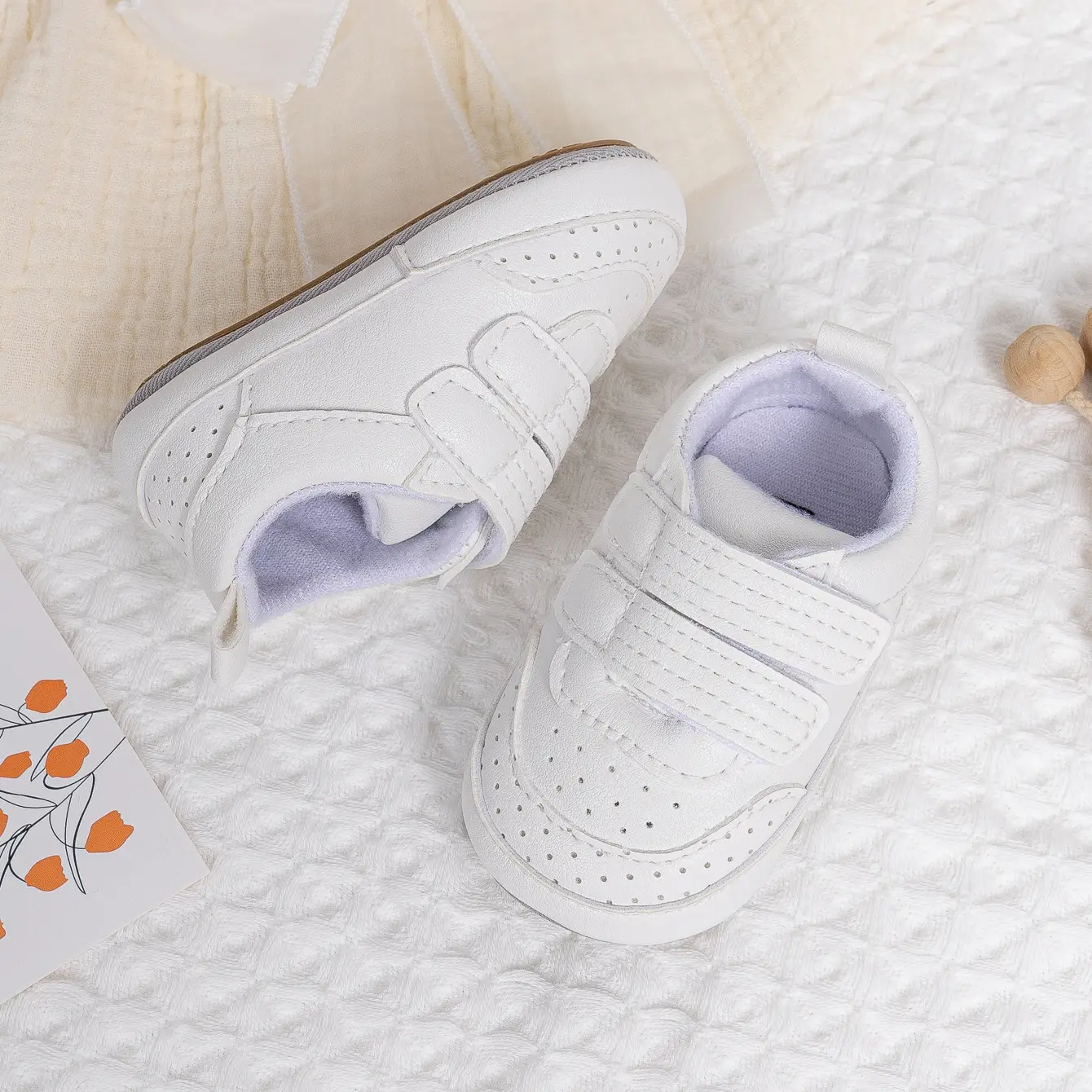 White Velcro Baby Shoes for 0-1 Year Old