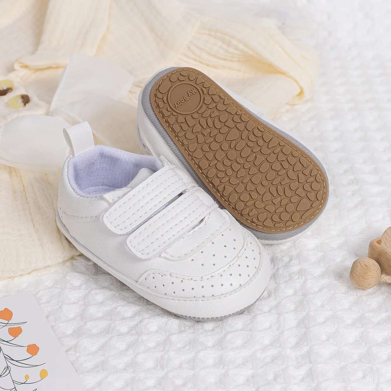 White Velcro Baby Shoes for 0-1 Year Old