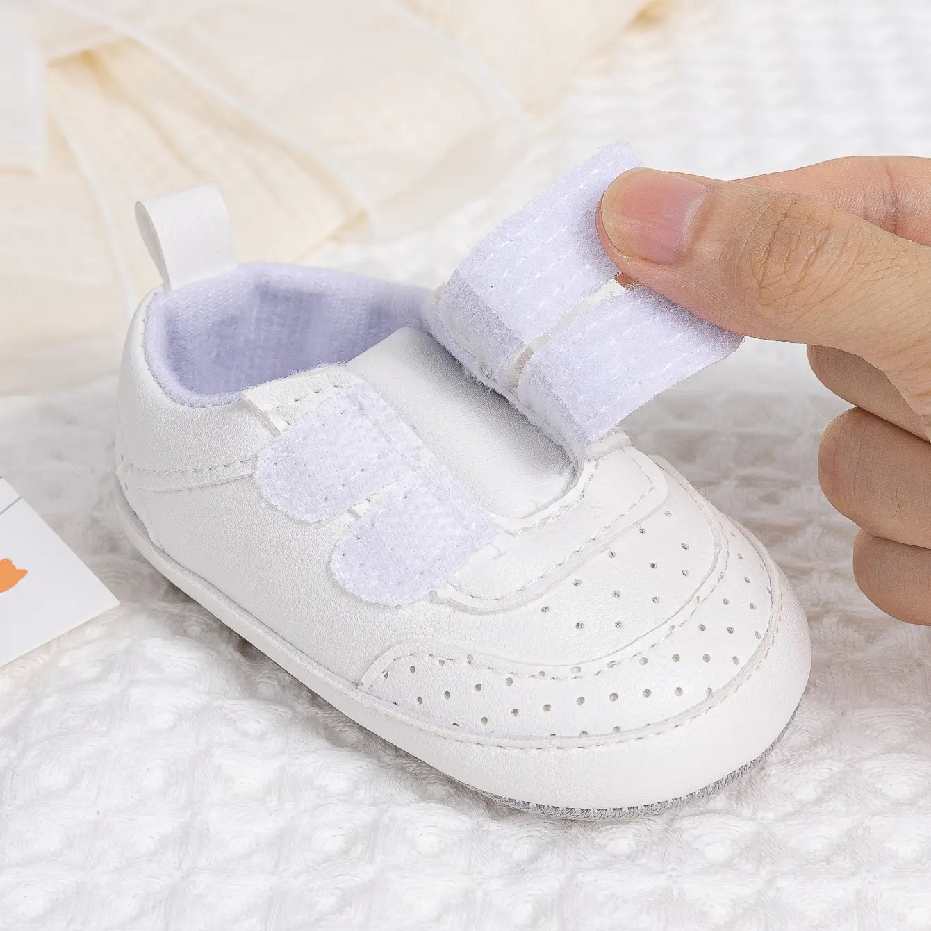 White Velcro Baby Shoes for 0-1 Year Old — feature 10