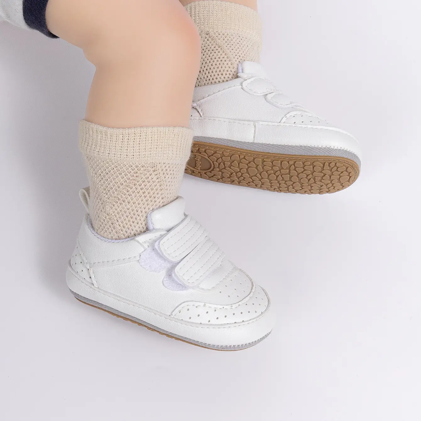 White Velcro Baby Shoes for 0-1 Year Old — feature 15