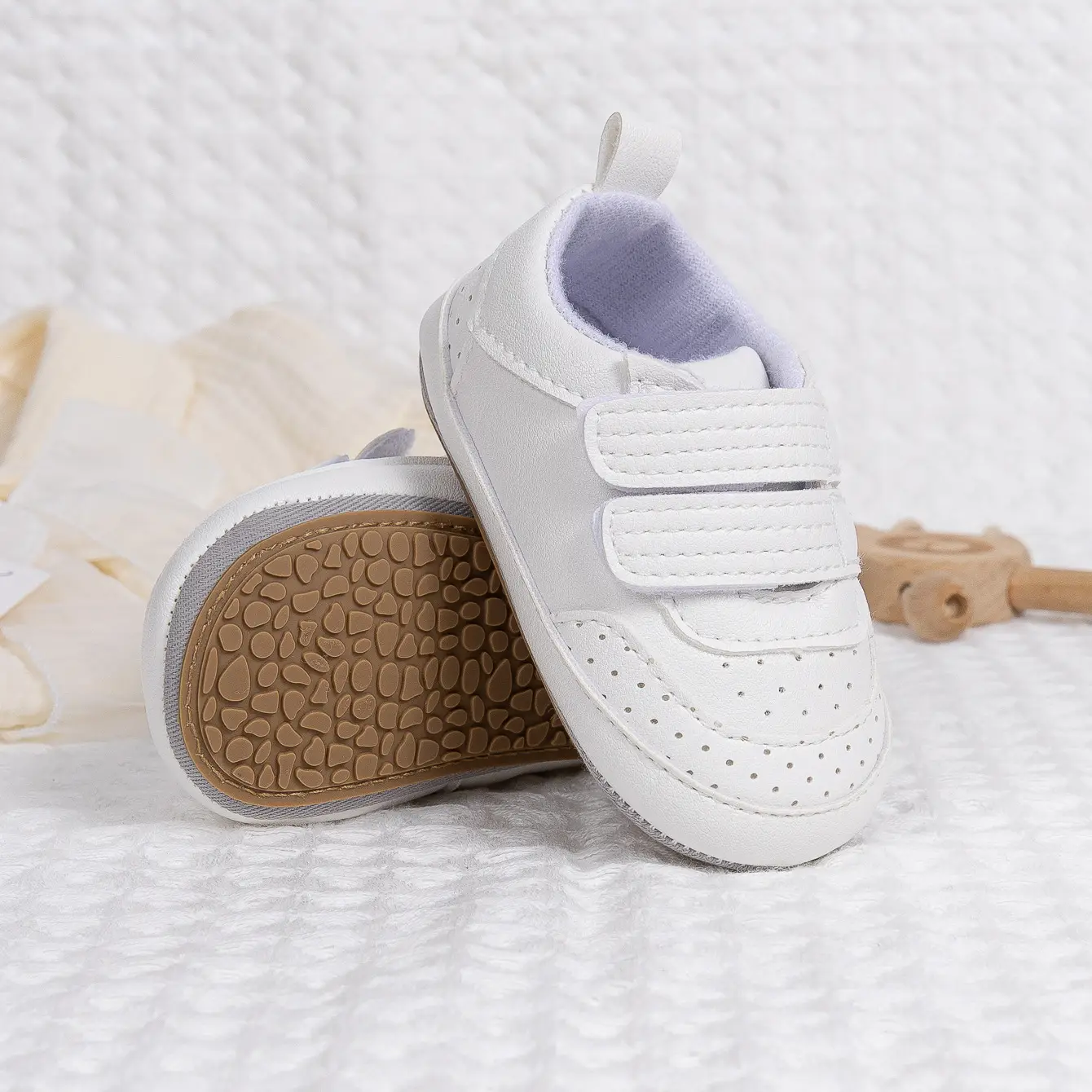 White Velcro Baby Shoes for 0-1 Year Old — feature 8