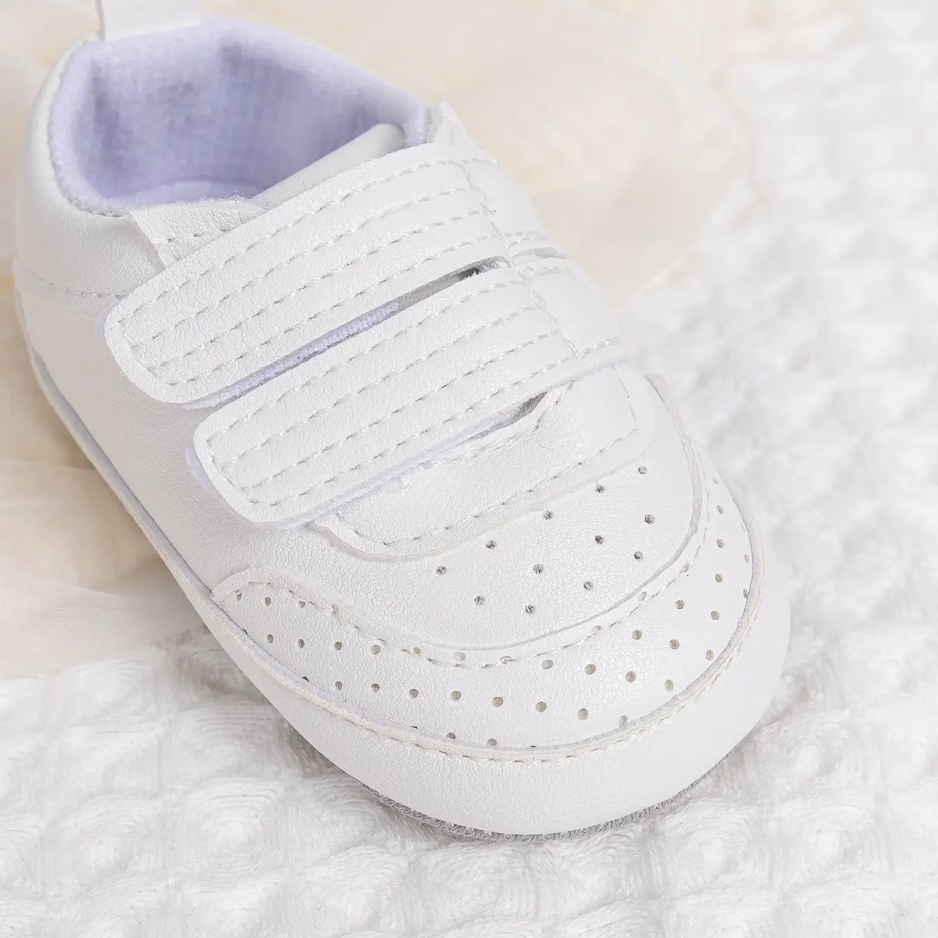White Velcro Baby Shoes for 0-1 Year Old — feature 9