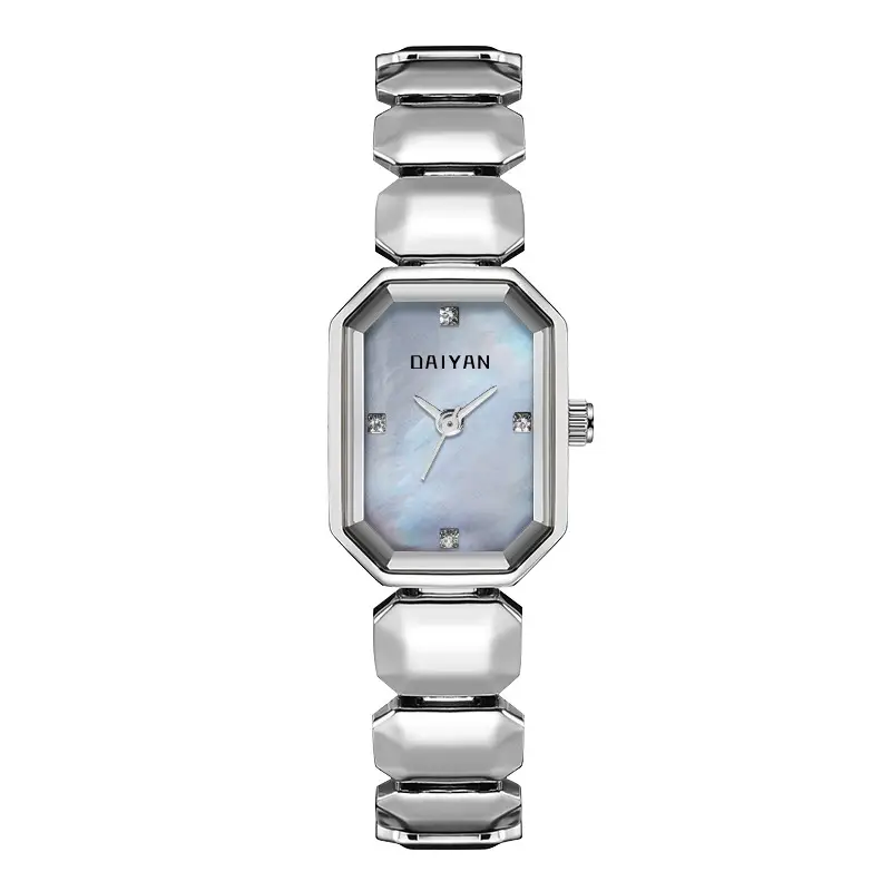 Daiyan Elegant Square Watch for Women Silver Band