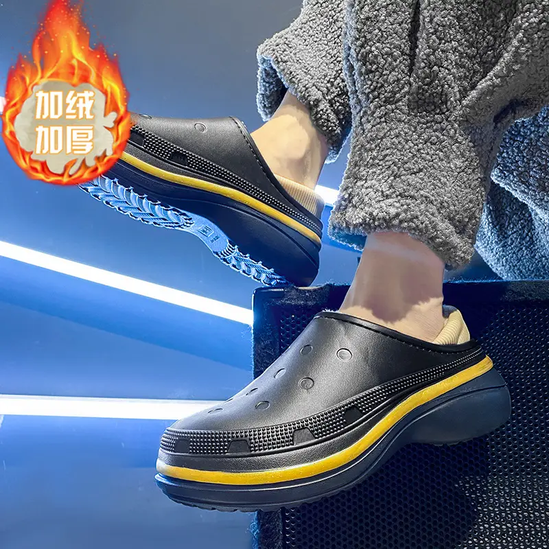 Bag Heel Cave Shoes Men's Outer Wear Winter fleece-lined Warm-keeping Nurse Operating Room Waterproof Non-slip Couple Soft Bottom Cotton Slippers