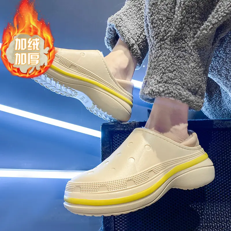 Bag Heel Cave Shoes Men's Outer Wear Winter fleece-lined Warm-keeping Nurse Operating Room Waterproof Non-slip Couple Soft Bottom Cotton Slippers