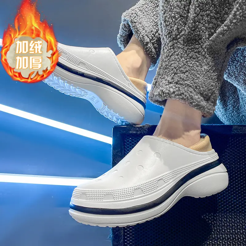 Bag Heel Cave Shoes Men's Outer Wear Winter fleece-lined Warm-keeping Nurse Operating Room Waterproof Non-slip Couple Soft Bottom Cotton Slippers