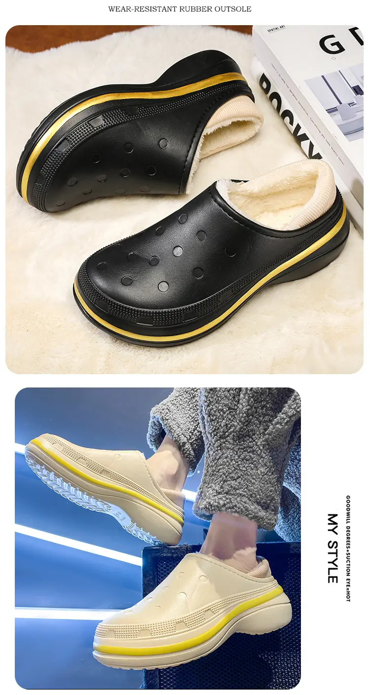 Bag Heel Cave Shoes Men's Outer Wear Winter fleece-lined Warm-keeping Nurse Operating Room Waterproof Non-slip Couple Soft Bottom Cotton Slippers — feature 14