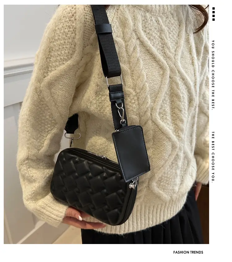 Black Quilted Shoulder Bag for Women — feature 1
