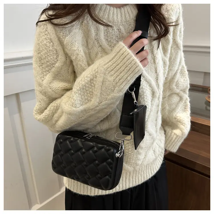 Black Quilted Shoulder Bag for Women — feature 17