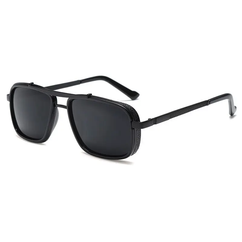 Punk Men Sunglasses Polarized Metal Brown