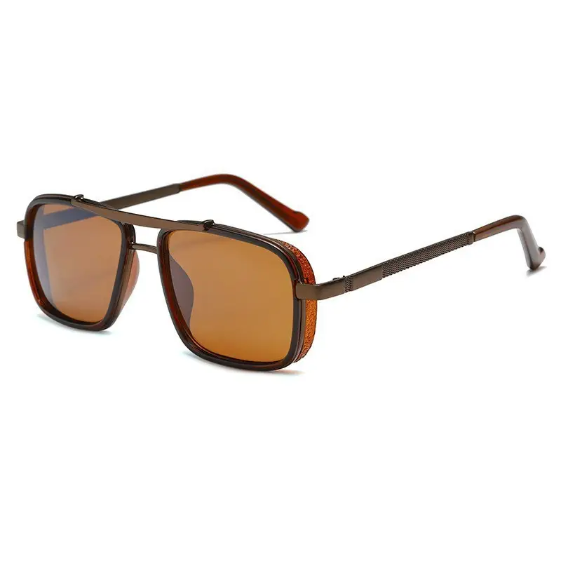 Punk Men Sunglasses Polarized Metal Brown - Image 4