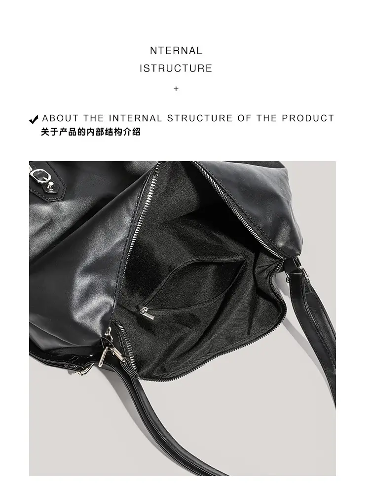 Black V-Neck Shoulder Bag for Women Large Capacity — feature 10