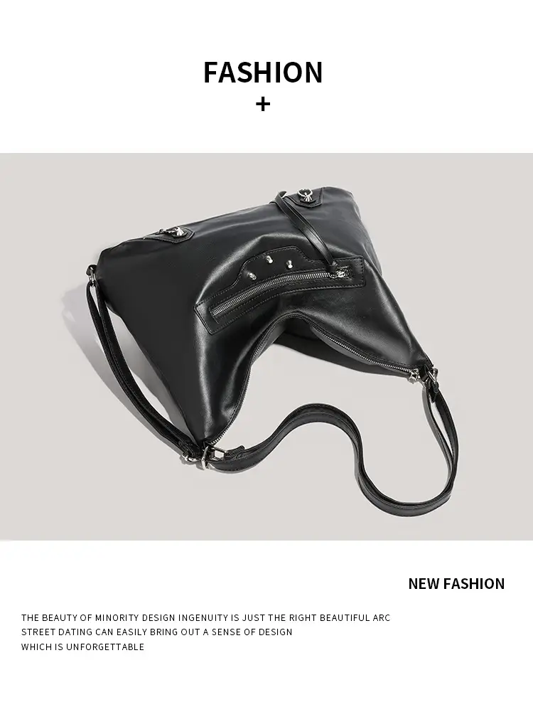 Black V-Neck Shoulder Bag for Women Large Capacity — feature 12
