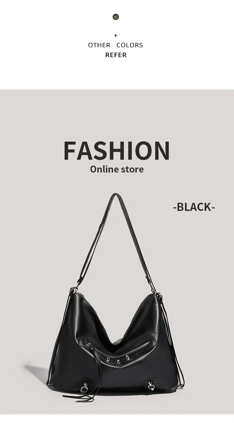 Black V-Neck Shoulder Bag for Women Large Capacity — feature 13