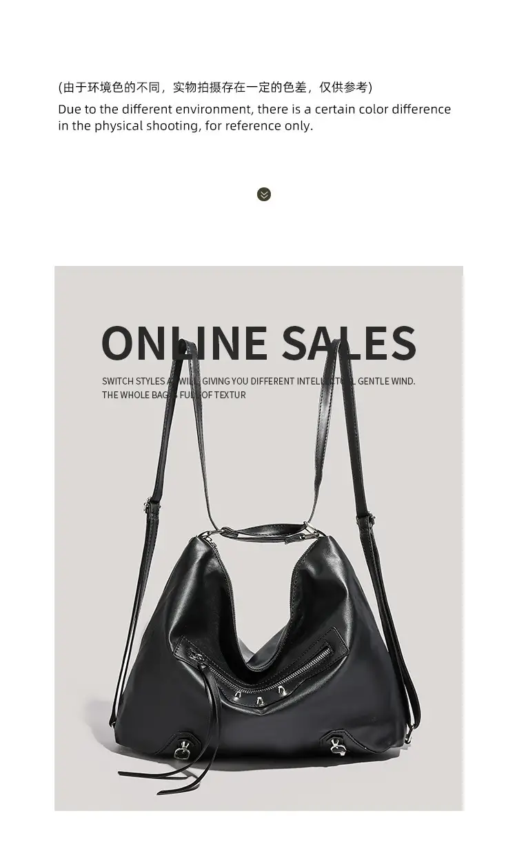 Black V-Neck Shoulder Bag for Women Large Capacity — feature 14